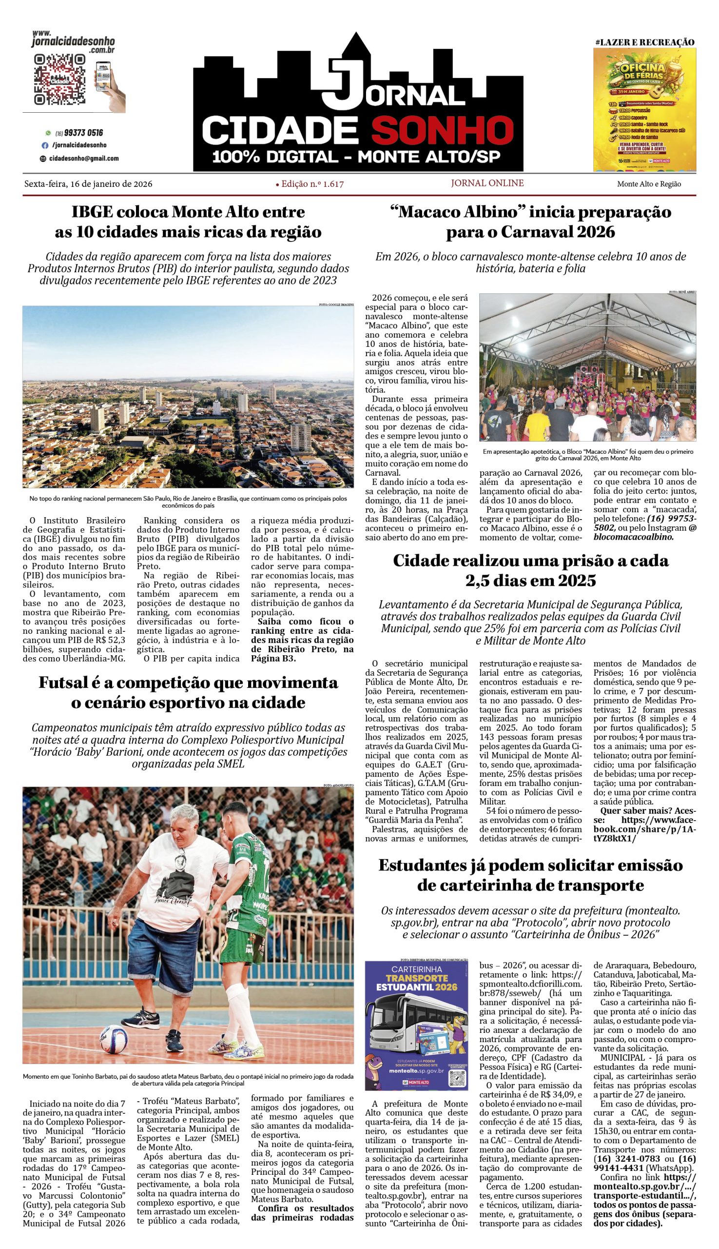 Edição nº 1.617 de 16 de janeiro de 2026