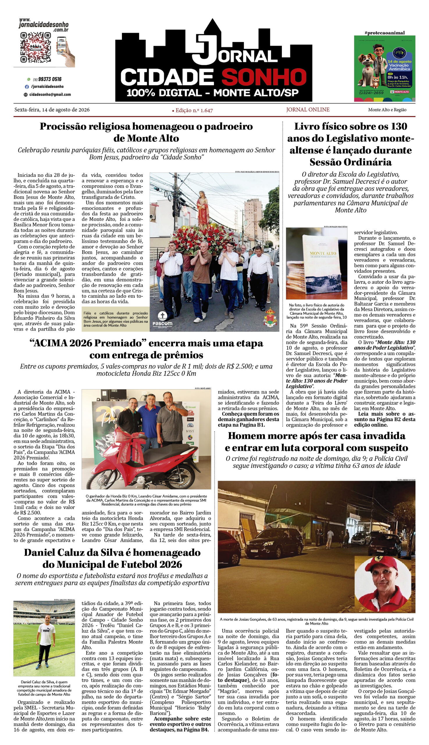 Edição nº 1.647 de 14 de agosto de 2026
